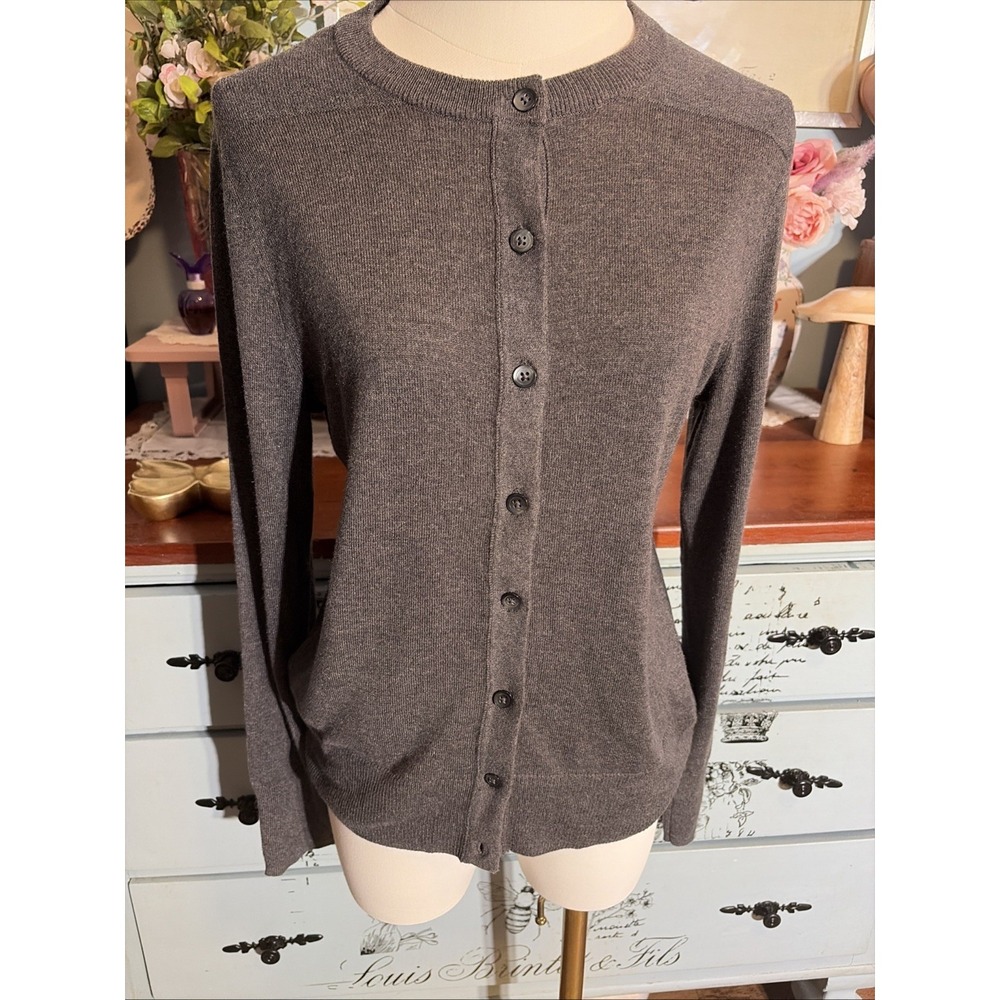 Eddie Bauer Gray Lightweight Cardigan Sz Small. Preppy. Fall.